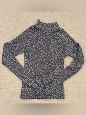 Free People Gray Animal Print Quarter-Zip Pullover - Size S/XS